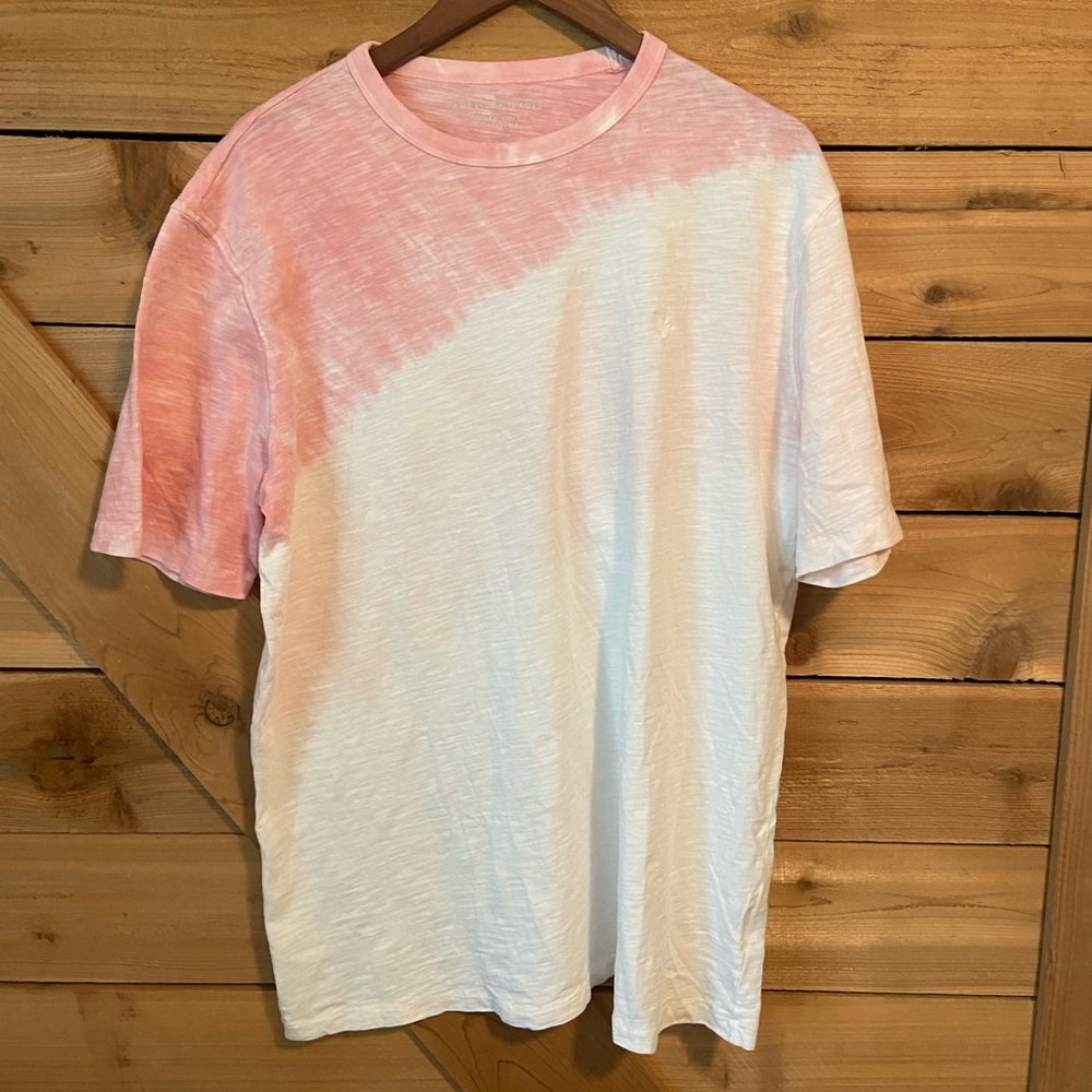 American Eagle Pink and White Tie Dye Super Soft Standard Fit Tee
